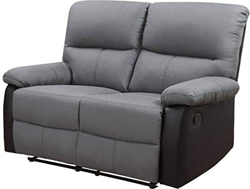 Habitat et Jardin Canapé Relax Lincoln, 2 Places, 147cm x 89cm x 103cm, Noir/Gris Foncé