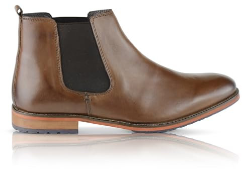 Silver Street London Men's Leather Argyll Chelsea Boot (Brown, 10 UK, numeric_10)