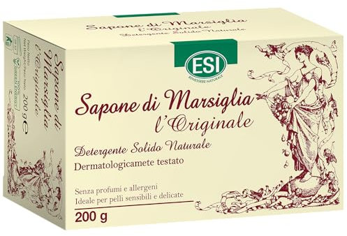 ESI - Sapone di Marsiglia Solido, l'Originale, Idrata, Nutre e Lenisce la Pelle, Azione Protettiva della Cute, Dermatologicamente Testato, Senza Profumi e Coloranti, 200 g