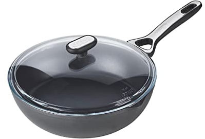 Pyrex - Origin+ - Sauteuse avec Revêtement antiadhésif sain – Compatible tous feux dont Induction – Aluminium - Gris quartz - 26 cm