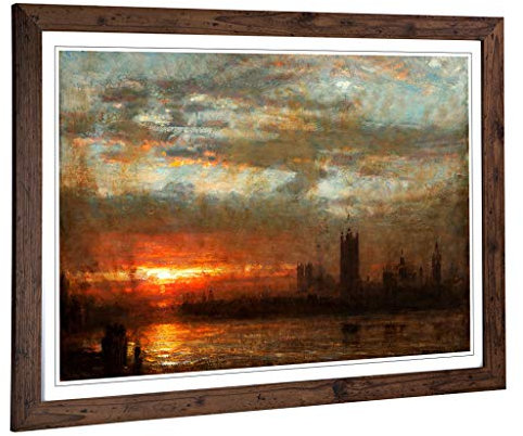 Big Box Art Framed Print of Joseph Mallord William Turner Westminster Sunset Design | Wall Art Picture| Home Decor for Kitchen, Living Room, Bedroom, Office, Walnut, A2 / 24.5x18 Inch / 62x45cm