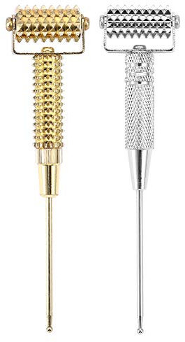 Facial Roller Massager - Acupuncture Points Probe Spring Needle Roller pour Oreille faciale (Couleur : Argent)