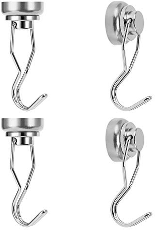 Ant Mag 4 Stück Magnethaken 25mm, Magnetischer Haken aus Neodym Magnet Bunt Drehbar Rostfrei Starke Haftkraft Max. 22kg
