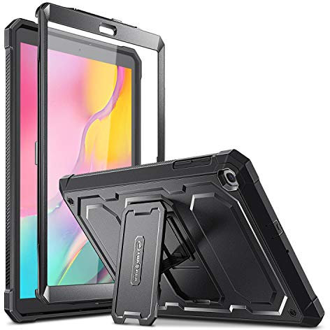 FINTIE Antiurto Custodia per Samsung Galaxy Tab A 10.1 2019 SM-T510 / T515,Robusto Unibody Hybrid Protettivo Kickstand Custodia con Proteggi Schermo Incorporato, Nero