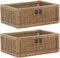 korb.outlet Set / 2 Regalkorb Braun-Hell ca. 42x32x17 mit Holzrahmen Rattan Schubfach Box zur Aufbewahrung Schrankkorb Griff
