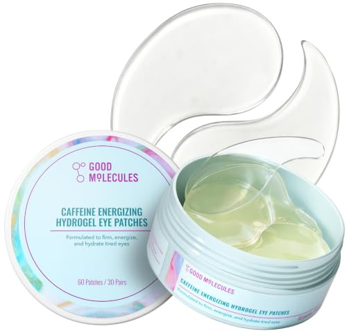 Good Molecules Caffeine Energizing Hydrogel Eye Patches - Eye Mask with Hyaluronic Acid Hydrate and Reduce Puffiness - Pack of 30, Skincare for Face