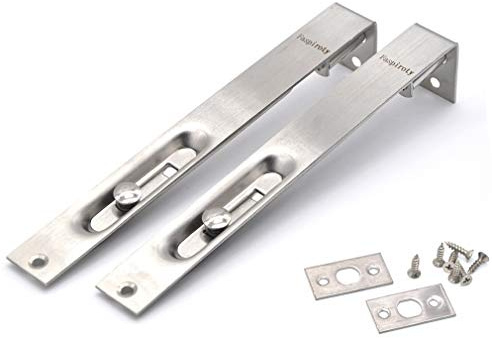 Faspiroty Door Flush Bolt Latch Lock,2 Pcs 304 Stainless Steel Security Secondary Doors Brushed Slide Latch with Strike and Screws 4 Inch