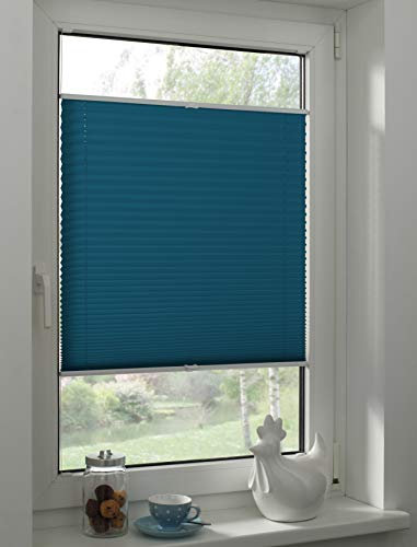 Sunpro24 Plissee auf Maß, Blickdichtes Faltrollo, Montage im Glasfalz mittels Schrauben, Sonnenschutzrollo, (B) 20-50 x (H) 20-80 cm, Blau