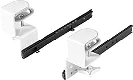 FIX&EASY Coulisses de clavier souris bureau pour plateau et tiroir coulissante avec pince blanche, glissières à billes 300mm noir avec verrouillage pour station d'accueil et ordinateur portable