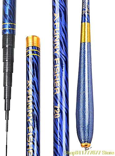 DawnDream Angelrute Teleskop-Travel-Fischerei-Handstange Kohlefaser Lightweight Hohe Qualität 1.8m 2,1 m 2.4m 2,7 m 3.0m 4,5m 6.3m 7.2m Stipprute (Color : Blue, Length : 3.6M)