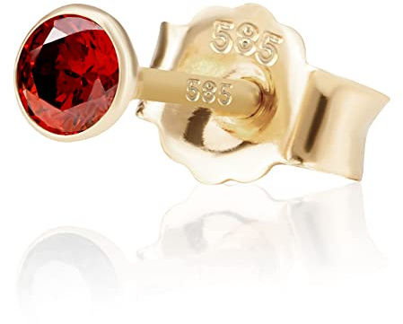 NKlaus Einzel 3,0mm 585 Gelb Gold 14 K Ohrstecker Drittohrstecker, Ersatzohrstecker Einzelohrstecker Zirkon Amethyst Butterfly Verschluss Damen Mädchen