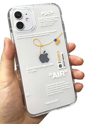 Hot Off Sportschuh-Marke Sneakers Clear Silikon Hüllen für iPhone 12/12 Pro 6,1 Zoll, Slim Fit Gummi Soft TPU Full Body Schutzhülle, Klassische Coole Grafik iPhone 12/12 Pro Bumper Case (Weiß)