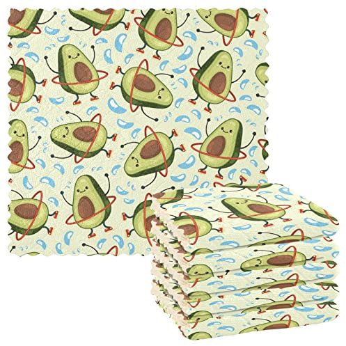 Mnsruu Geschirrtücher, 6 Stück, Hula-Hoop-Reifen, Avocado, Küchentücher, Geschirrtücher aus Polyester, Geschirrtuch für die Küche