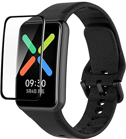 GIOPUEY Armband für Oppo Watch Free, [2 in 1] TPU Silikon Armband + Stück Schutzfolie [Verschleißfest] [Atmungsaktiv] Ersatzarmband für Oppo Watch Free - Schwarz