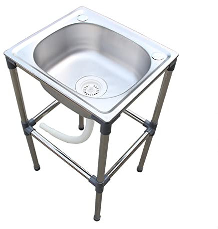 Fregadero independiente acero inoxidable solo tazón cocina restaurante comercial Fregadero para exteriores, preparación servicios públicos Lavabo mano,tina lavado Estación manos portátil Banco trabajo