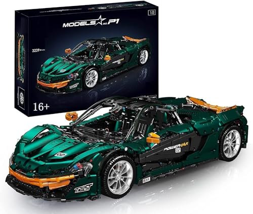 Technik Auto P1, 1:8 Groß Auto Modellbausatz, 3239-tlg MOC Klemmbausteine Auto MOC Set, Technik Auto Bauteine