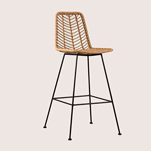 SKLUM 2er Set Outdoor-Barhocker aus synthetischem Rattan Gouda Natural Natürlich ↑75 cm Schwarz
