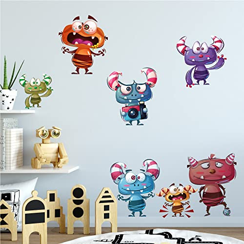 Sunnywall Wandsticker Monster Charaktere - Wandtattoo Kinderzimmer Baby Wandaufkleber - A4 Sets