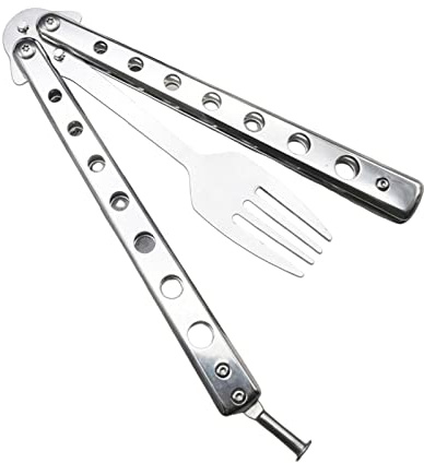 Butterfly Trainer Spoon - Stainless Steel Folding Spoon Butterfly Training | Style | Cutlery Utensils for Travel, Camping, Hunting, BBQ, Hiking, Picnic, Outdoor Activities,
