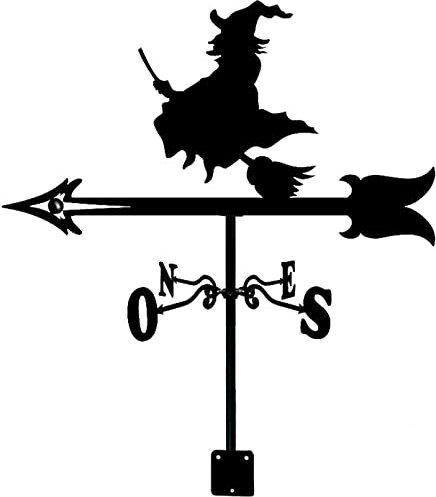 ZEELYDE Girouette, Sorcière Forgeron Chat et Souris Girouette Outil de Mesure Girouette Indicateur de Direction du Vent avec Revêtement Antirouille pour Décoration de Cour de Jardin, Sorcièr