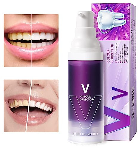 Purple Whitening Toothpaste,Zahnpasta Weisse Zähne,V-34 Lila Zahncreme Aufhellung Stain Removal Teeth, Lila Zahnpasta für WeißE ZäHne,Zahnaufhellung Zahnpasta für Gelbe Zähne (ET-1PC)