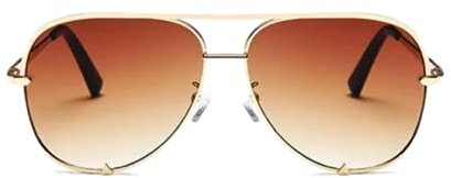 No Name Ltd Gradient Brown Aviators Alloy Gold Frame Women Ladies Sunglasses Lightly Tinted Tan Lens Retro Sun Glasses Ibiza Festival