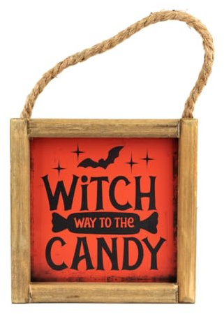 horror-shop Halloween Wandbild ;Witch Way to The Candy; im Vintage Look 15cm