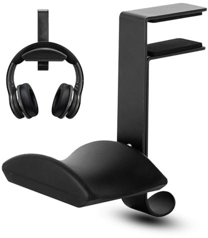 Bncxdc Headphone Hanger, Headphone Hook, Metal Headphone Hanger Headset Holder, Under Desk Headphone Stand Holder, PC Gaming Headset Hook Hanger Mount, Multi-function Headphone Bracket Mount, Black