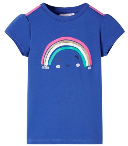 Kinder T-Shirt Rundhalsausschnitt Kurzarmshirt Kindershirt Shirt Kobaltblau 140