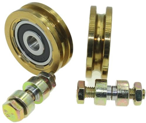 Packung mit 2 Rollen aus verzinktem Stahl – Rolle mit runden Rillen – 50 mm Durchmesser – 6 mm Seilrille – 10 mm Lager – Befestigungsschraube – Tragfähigkeit 150 kg