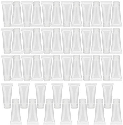 50 Stück 20-ml-Kosmetiktubenflaschen, auslaufsichere Squeeze-Reise-Kulturflaschen mit Deckel, tragbare Leere Squeeze-Plastikflasche für Shampoo, Duschgel, Lotion, Reisetube