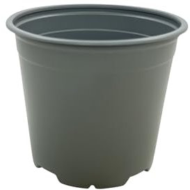 Oakland Gardens 13cm Plant Pots Grey Plastic Tall Deep Full Size Flower Pot 5 Seedling Pot- Pack of 10