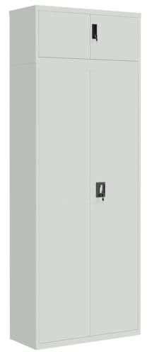 Willood Büroschrank Aktenschrank Lagerschrank Mehrzweckschrank Metallschrank 29 Fachböden Pulverbeschichtung Stahlblech Grau 90x40x240 cm