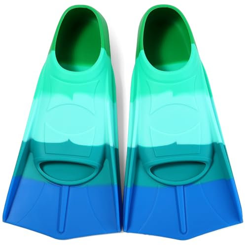 Azuunye Kinder-Schwimmflossen, Schwimmflossen, Trainingsflossen, 100 % Silikon, kurze Flossen für Schoßtauchen, Pool für Mädchen, Jungen, klein