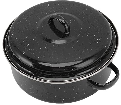 FUENTE PARA ASAR HIERRO ACERO INOXIDABLE ASADOR REDONDO ESMALTADO ANTIADHERENTE CON TAPA 26CM (YUYTE38tn0pw4z9-11)