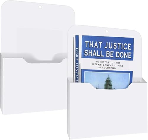 Zilitol 2 Pack Magnetic File Holder - Paper Holder, Hanging Wall File Organizer Office Supplies Storage, Magazine Mail Organizer Case for Planners, Letter