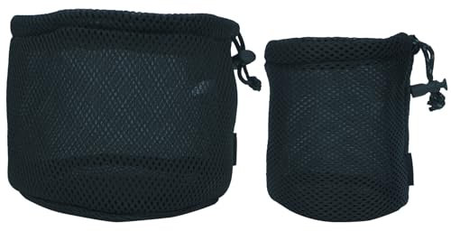 Black Nylon Mesh Bag Camping Pots Storage Bag Tableware Organizers Travel Stuff Sacks Drawstring Bag Outdoor Camp Supplies Portable Outdoor Camping Drawstring Bag Kettle Utensil Storage Bag Cookware