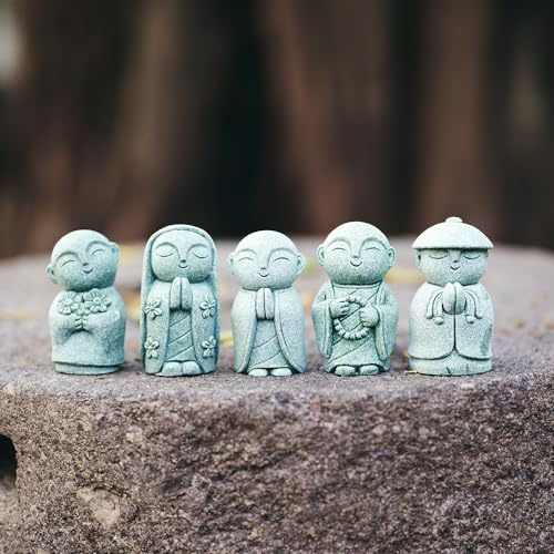 Kleine Jizo-Buddha-Statue, stehend, für den Außenbereich, Jizo-Mönchsfigur | Kunstharz, Skulptur, Dekoration für Haus, Garten, Hof, Aquarium, Zuhause,A