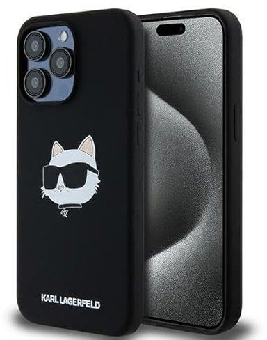 CG Mobile Karl Lagerfeld KLHMP15XSCHPPLK Hülle für iPhone 15 Pro Max 6.7 Schwarz hardcase Silicone Choupette Head