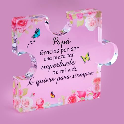 FANAOREN Regalo Dia del Padre, Regalo Padre, Placa Acrílica en Forma de Puzzle, Regalo Papa, Regalos para Padres, Regalo Padre Cumpleaños, Navidad, Dia del Padre Regalos Originales
