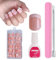 ZAHRVIA Kit De Faux Ongles, Faux Ongles Carrés, 120Pcs French Tip Faux Ongles Avec Colle Manucure (Deep Arc Short Round)