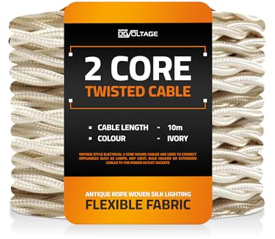 DC VOLTAGE Cable flexible trenzado de 2 hilos para lámparas, 10 m, 32,8 pies, para iluminación vintage, bricolaje, iluminación, electrodomésticos, tela trenzada. (Marfil)