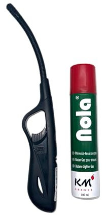 NOLA Feuerzeug mit Turboflamme inkl. 100ml Gas-Nachfüllflasche, Sturmfeuerzeug, Stabfeuerzeug