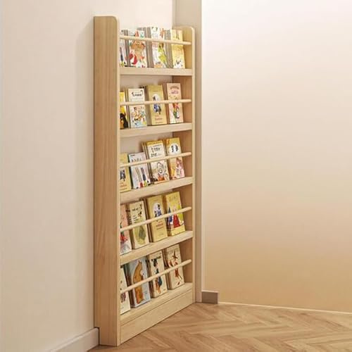 Eqvexd Organizer Floor Bookcases Display Racks Wall Mount Book Shelf Thin 10cm Narrow bookshelf behind door for Books,Storage Bookshelf in Bedroom,Living Room and Nursery