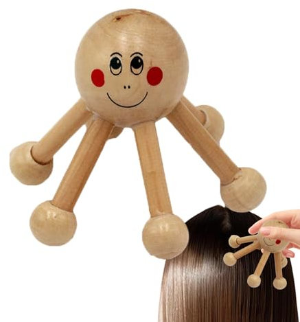 Massaggiatore per il corpo in legno, strumento per massaggio della testa a forma di ragno a sei gambe, massaggiatore portatile per gambe e vita, strumento manuale per il rilassamento del cuoio