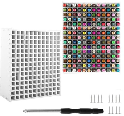 GBACHOOSE Art Marker Storage Rack for 180 Markers, Easily Assembled Marker Organizer for Desk, Universal Pen Storage for Watercolour Pencils, Markers, Pens, Pencils, Paintbrushes, White