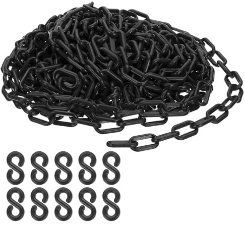 PATIKIL Black Plastic Chain, 39 ft 6mm Safety Barrier Chain for Crowd Control, Queue Line, Parking, Fence, Gate, Concert, Construction Site and Decoration
