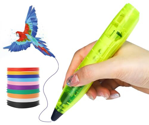 LIHUACHEN 3D Stift für Kinder Set mit 24 Farben PLA-Kunststoff Filament,PLA-kompatibler 3D-Druckstift (Yellow)