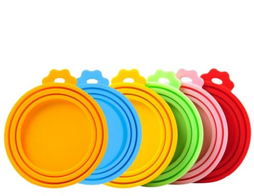Generisch Couvercle de boîte – Couvercle en silicone pour bocaux de nourriture pour animaux | Couvercle universel en silicone en 6 couleurs | Couvercle de boîte de nourriture pour animaux de compagnie