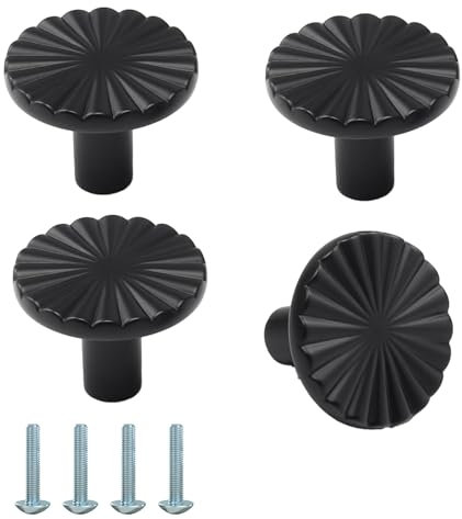 4 Stück Schrankknöpfe, Runder Einlochiger Griff, Schwarz Schubladen Knöpfe, Schrankknöpfe Mit Schrauben, Zinklegierung Möbelknöpfe, Schwarz Schrankknöpfem, Für Küchen, Schublade, Kommoden, Truhen